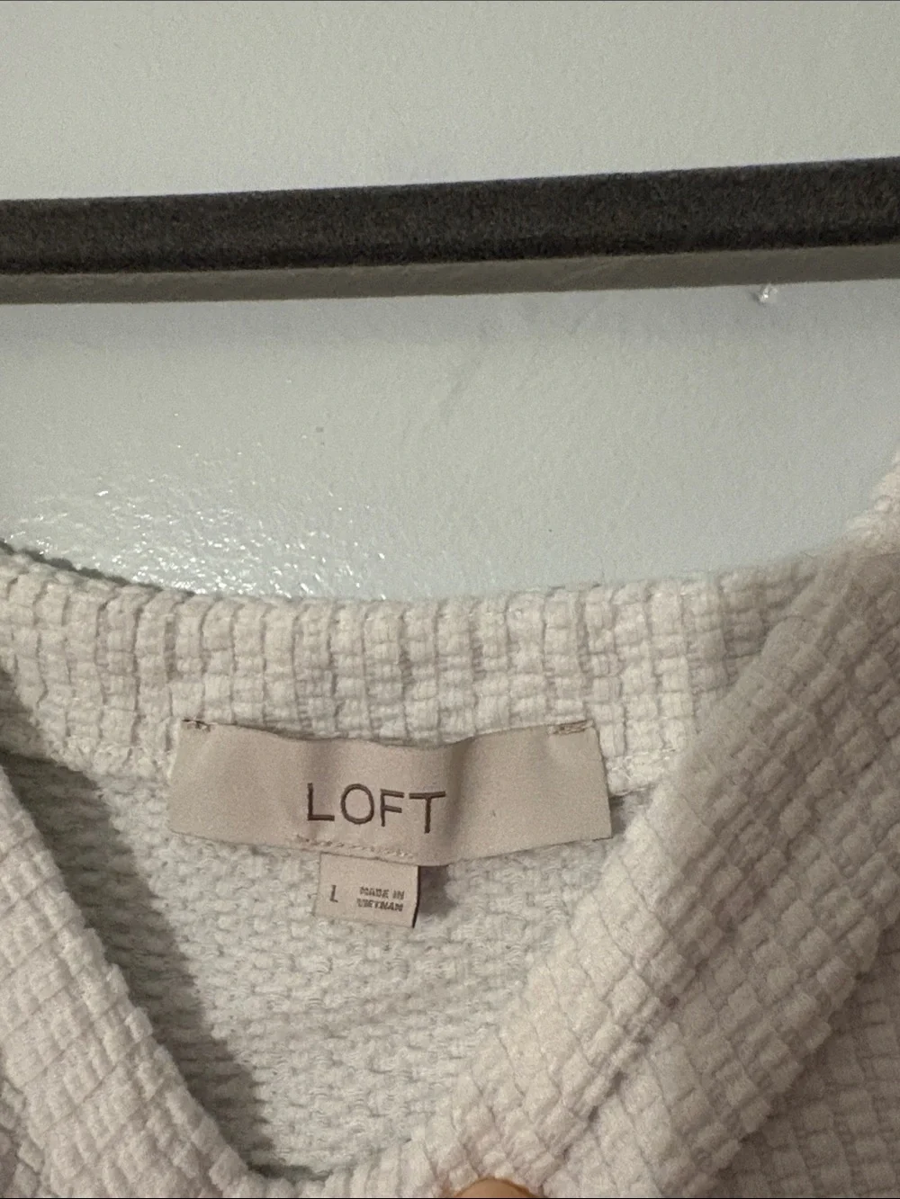 LOFT Cream Textured Square Neck Tie-Front Puff Sleeve Top